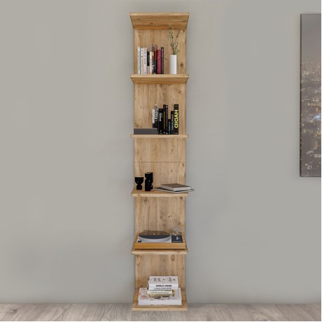 Βιβλιοθήκη - Ραφιέρα τοίχου Ogden Megapap χρώμα pine oak 34,5x30x180εκ.