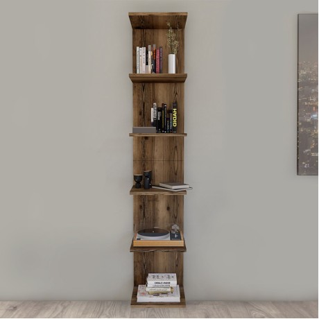 Ogden Megapap melamine bookcase in smoked walnut color 34,5x30x180cm.