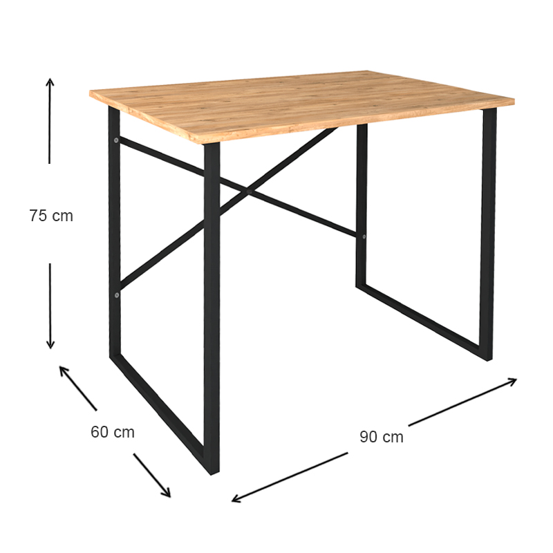 Rilke Megapap melamine - metal office desk in pine oak color 90x60x75cm.