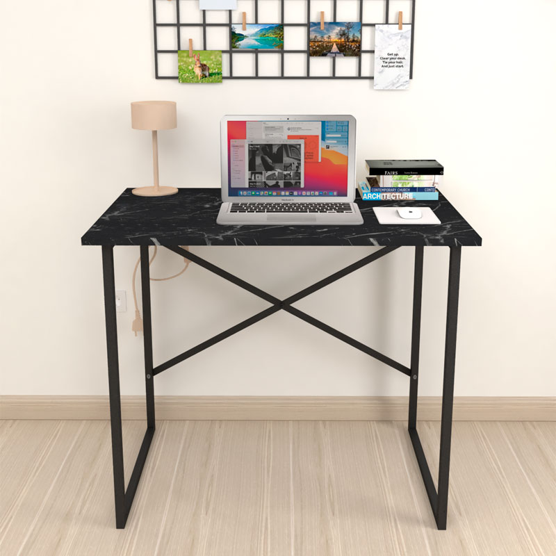 Rilke Megapap melamine - metal office desk in black marble effect color 90x60x75cm.