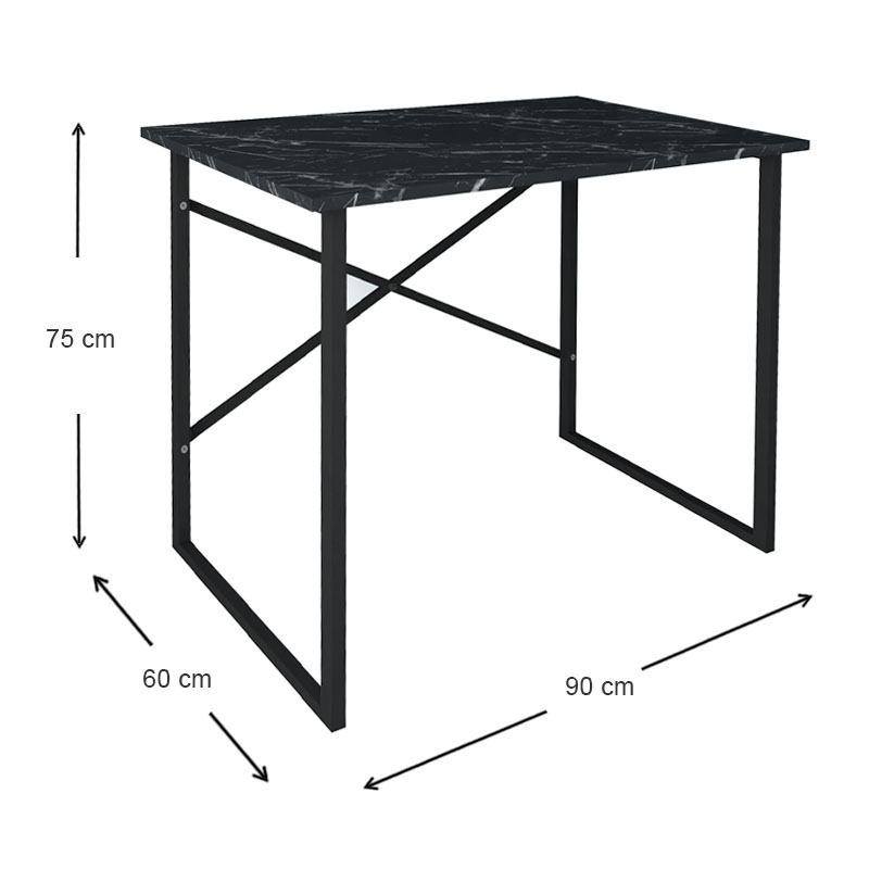Rilke Megapap melamine - metal office desk in black marble effect color 90x60x75cm.