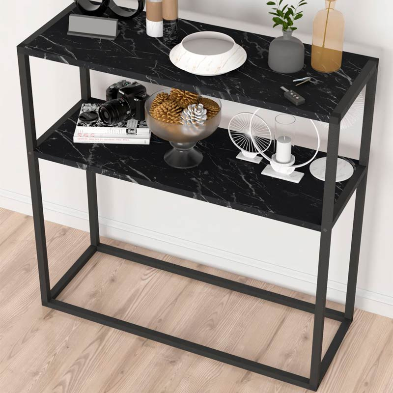 Castel Megapap metal - melamine console in black marble effect color 90x33,5x90cm.