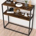 Castel Megapap metal - melamine console in black - smoked walnut color 90x33,5x90cm.