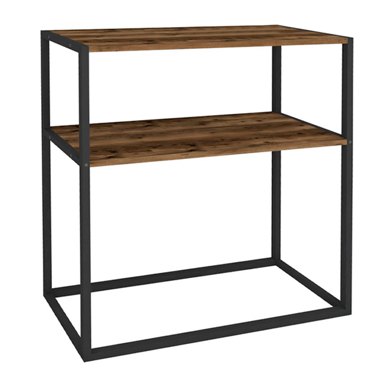 Castel Megapap metal - melamine console in black - smoked walnut color 90x33,5x90cm.