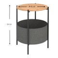 Kalid Megapap melamine- fabric side table in pine oak - grey color 43x43x60cm.