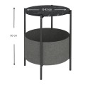 Kalid Megapap melamine- fabric side table in black marble effect - grey color 43x43x60cm.