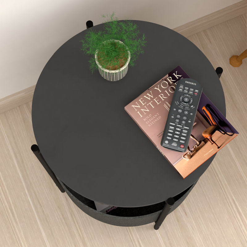 Kalid Megapap melamine- fabric side table in anthracite - grey color 43x43x60cm.