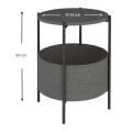 Kalid Megapap melamine- fabric side table in anthracite - grey color 43x43x60cm.