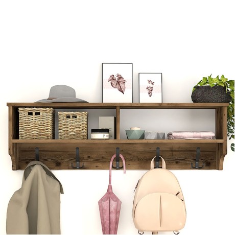 Ottila Megapap melamine wall hanger in smoked walnut color 120x22x37cm.