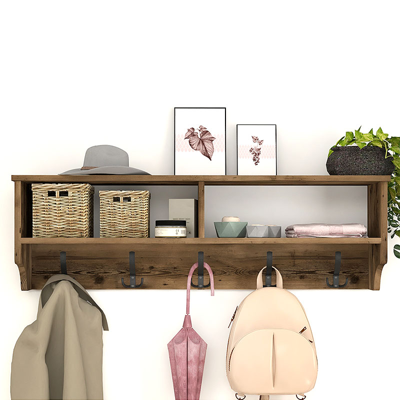 Ottila Megapap melamine wall hanger in smoked walnut color 120x22x37cm.