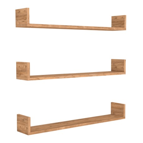 Ραφιέρα τοίχου Tyrion Megapap 3 τεμαχίων χρώμα pine oak 90x15x12εκ.
