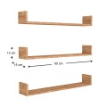 Tyrion Megapap 3 pieces melamine wall shelves in pine oak color 90x15x12cm.