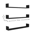 Tyrion Megapap 3 pieces melamine wall shelves in black marble effect color 90x15x12cm.