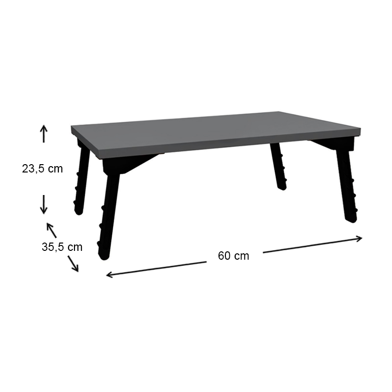 Sidon Megapap melamine laptop table in anthracite color 60x35,5x23,5cm.
