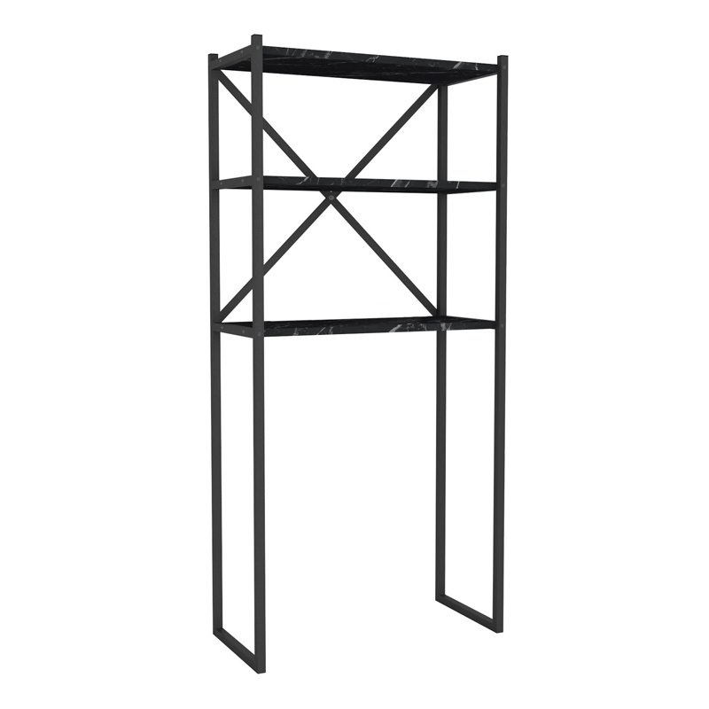 Mindy Megapap metal - melamine washing machine furniture in black marble effect color 66x34x160cm.