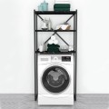 Mindy Megapap metal - melamine washing machine furniture in black marble effect color 66x34x160cm.