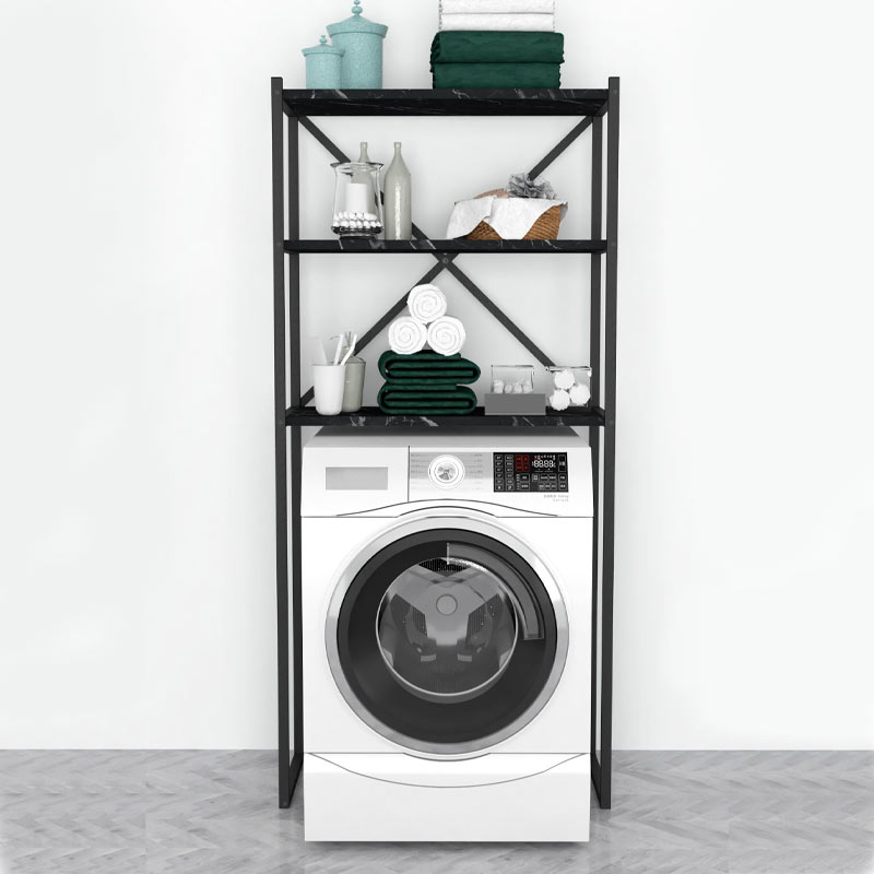 Mindy Megapap metal - melamine washing machine furniture in black marble effect color 66x34x160cm.