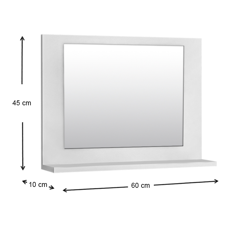 Devlin Megapap melamine bathroom mirror in white color 60x10x45cm.