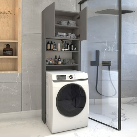 Ramsey Megapap melamine washing machine furniture in anthracite color 65x27x190,6cm.