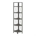 Kelsie Megapap metallic - melamine corner bookcase in black - anthracite color 33x33x162cm.