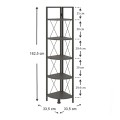 Kelsie Megapap metallic - melamine corner bookcase in black - anthracite color 33x33x162cm.