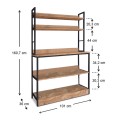 Foyer Megapap metallic floor shelf unit in black - pine oak color 101x36x160,7cm.