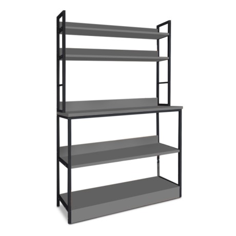 Foyer Megapap metallic floor shelf unit in black - anthracite color 101x36x160,7cm.