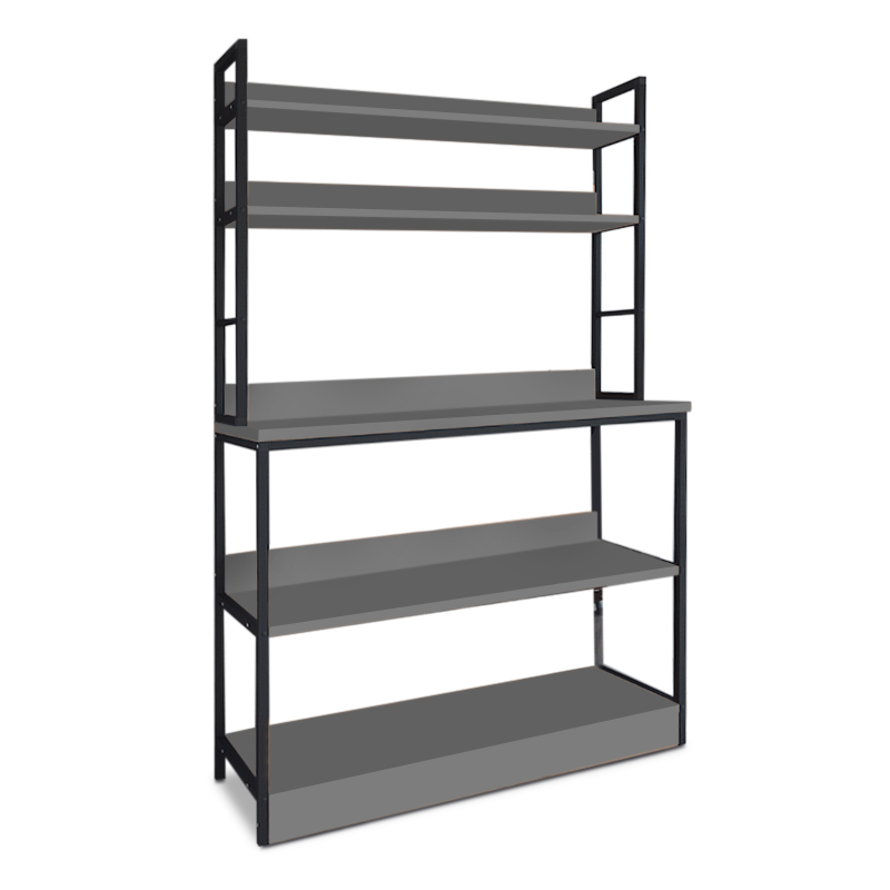 Foyer Megapap metallic floor shelf unit in black - anthracite color 101x36x160,7cm.