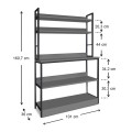 Foyer Megapap metallic floor shelf unit in black - anthracite color 101x36x160,7cm.