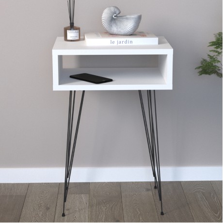 Scott Megapap melamine side table in white color 40x30x60cm.