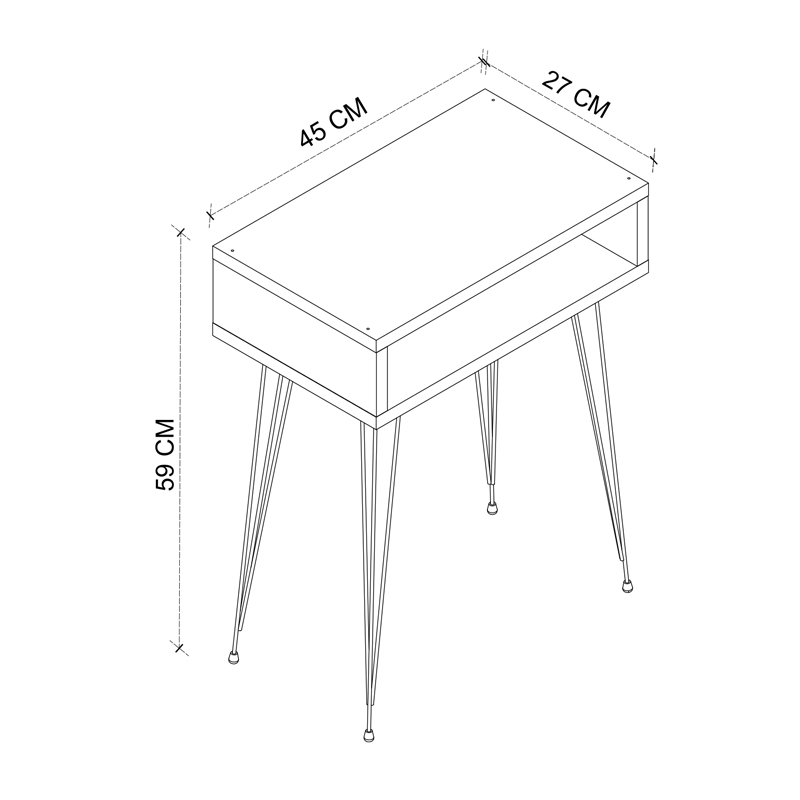 Κομοδίνο μελαμίνης Scott Megapap χρώμα λευκό 40x30x60εκ.