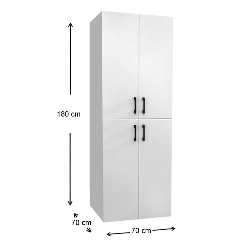 Millay Megapap melamine bathroom - laundry machine cabinet in white color 70x70x180cm.