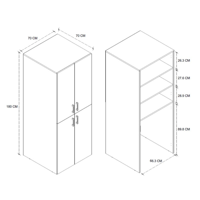 Millay Megapap melamine bathroom - laundry machine cabinet in sapphire oak color 70x70x180cm.