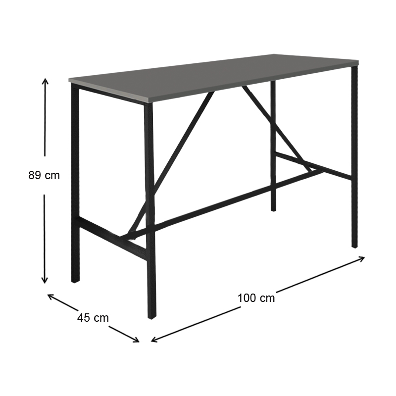 Crego Megapap metal - melamine stand bar table in anthracite color 100x45x89cm.