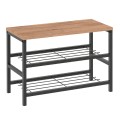 Dalia Megapap metallic - melamine shoe rack of 6 pairs in black - pine oak color 65x30x45cm.