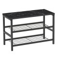 Dalia Megapap metallic - melamine shoe rack of 6 pairs in black marble effect color 65x30x45cm.