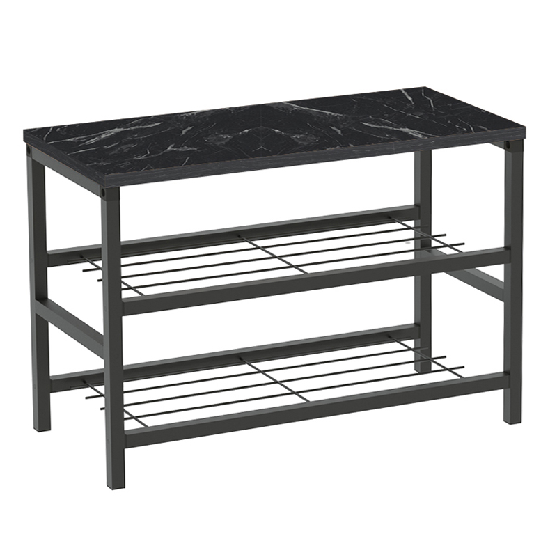 Dalia Megapap metallic - melamine shoe rack of 6 pairs in black marble effect color 65x30x45cm.
