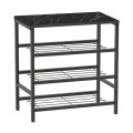 Dalia Megapap metallic - melamine shoe rack of 9 pairs in black marble effect color 65x30x67cm.