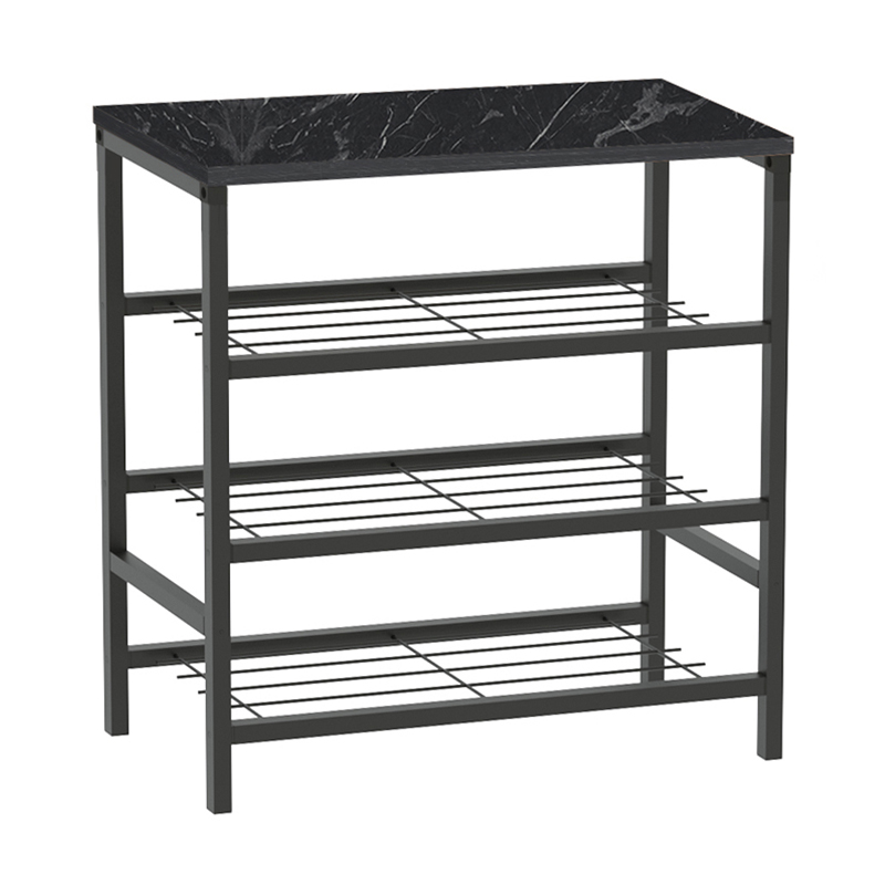 Dalia Megapap metallic - melamine shoe rack of 9 pairs in black marble effect color 65x30x67cm.