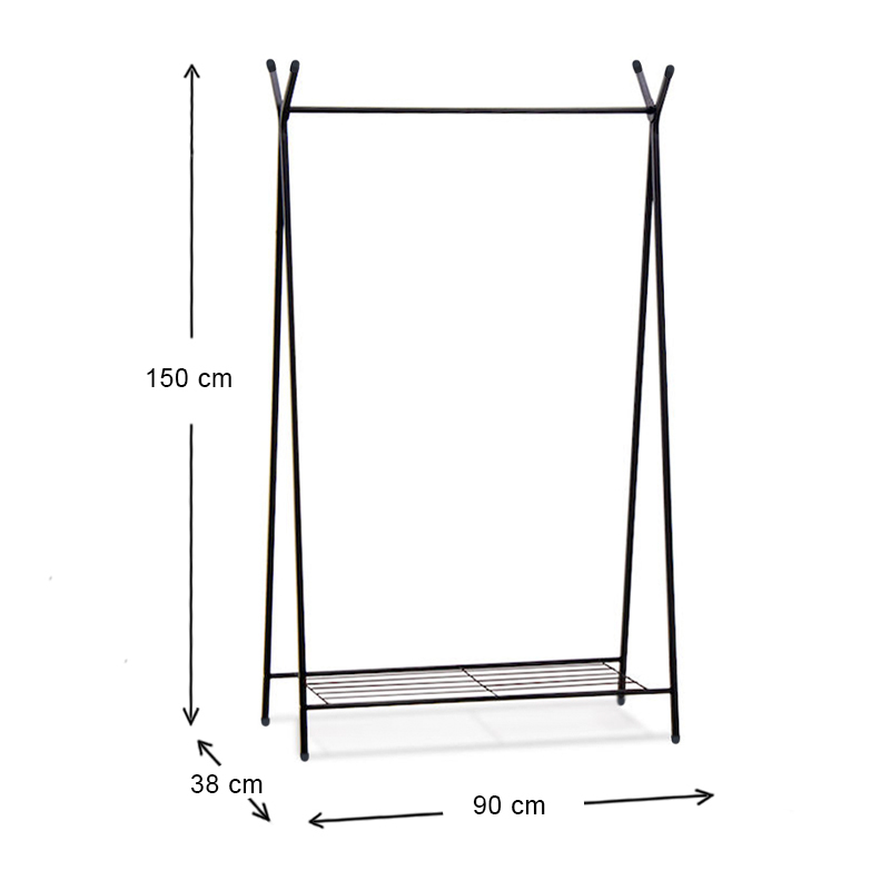 Shua Megapap metallic floor hanger in black color 90x38x150cm.