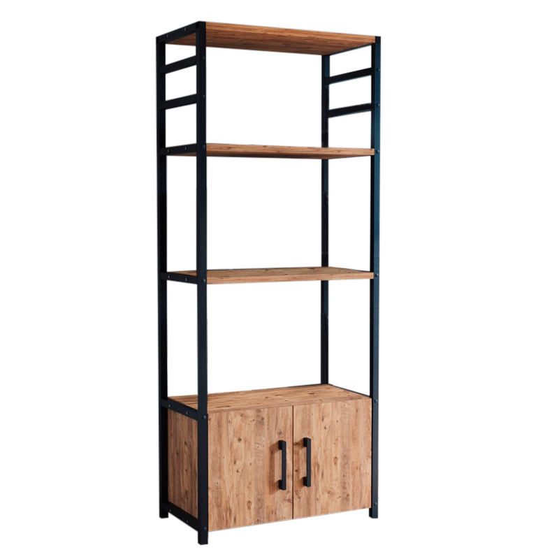Agero Megapap metallic kitchen stand in black - pine oak color 56,1x30x138,3cm.