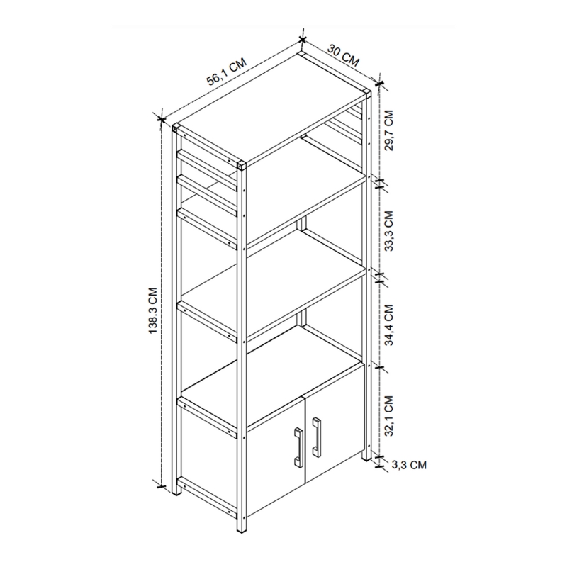 Agero Megapap metallic kitchen stand in anthracite color 56,1x30x138,3cm.