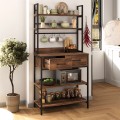 Printo Megapap metallic kitchen cabinet in black - smoked walnut color 81,6x37,5x169,1cm.