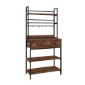 Printo Megapap metallic kitchen cabinet in black - smoked walnut color 81,6x37,5x169,1cm.