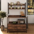 Severo Megapap metallic kitchen cabinet in black - smoked walnut color 101x36x160cm.