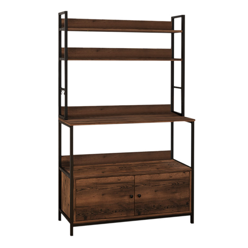 Severo Megapap metallic kitchen cabinet in black - smoked walnut color 101x36x160cm.