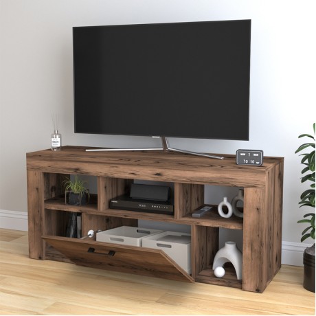 Milidi Megapap melamine tv furniture in smoked walnut color 135x42x60.7cm.