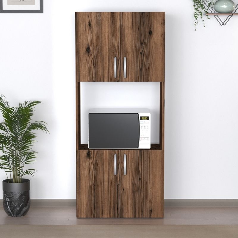 Armado Megapap melamine kitchen cabinet in smoked walnut color 60x32x140cm.