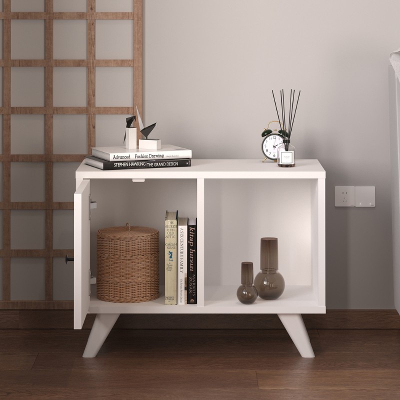Rico Megapap melamine nightstand in white color 65.2x30x49cm.