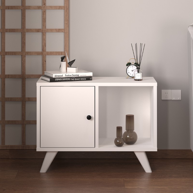 Rico Megapap melamine nightstand in white color 65.2x30x49cm.